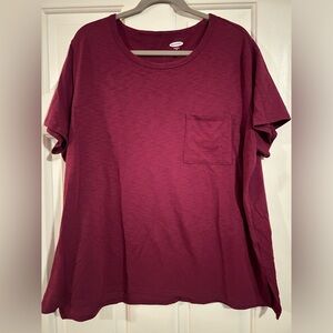 Old Navy Burgundy Short Sleeve Tee with Pocket